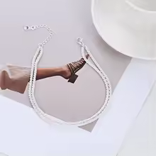 أساور الكاحل من الفضة الإسترليني للنساء، مجموعة خل...